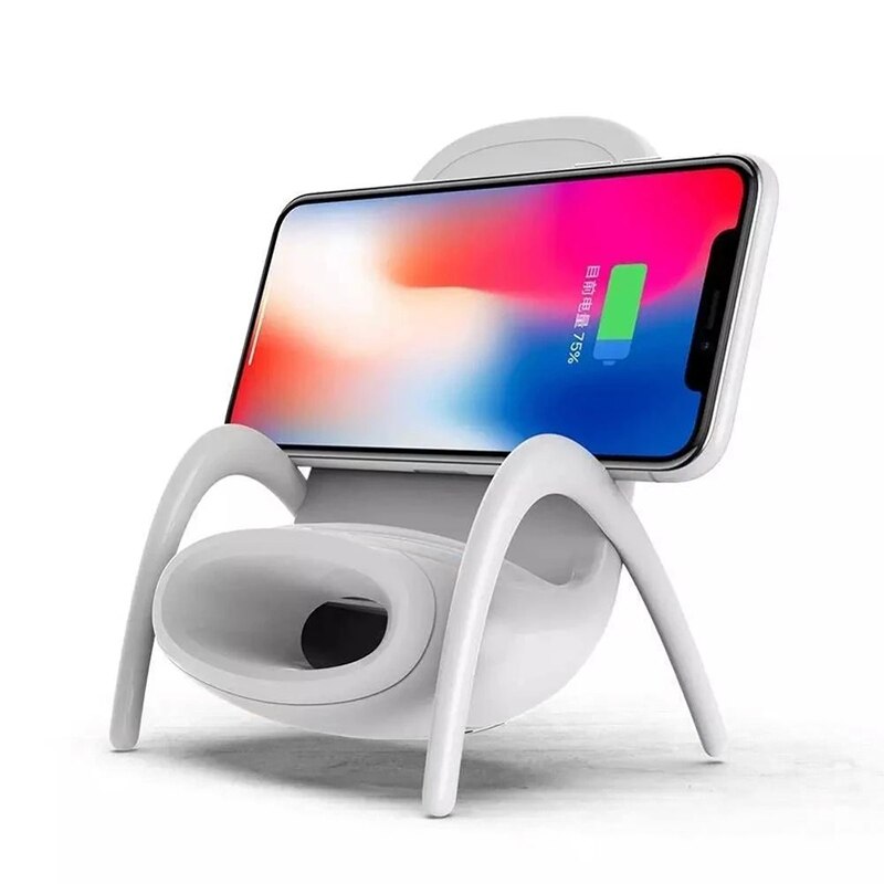 Portable Mini Chair Wireless Charger & Phone Stand with Speaker