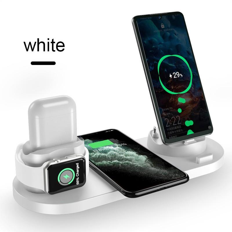 6-in-1 Wireless Charging Dock for Phone, Watch & AirPods - 10W Fast Qi Charger