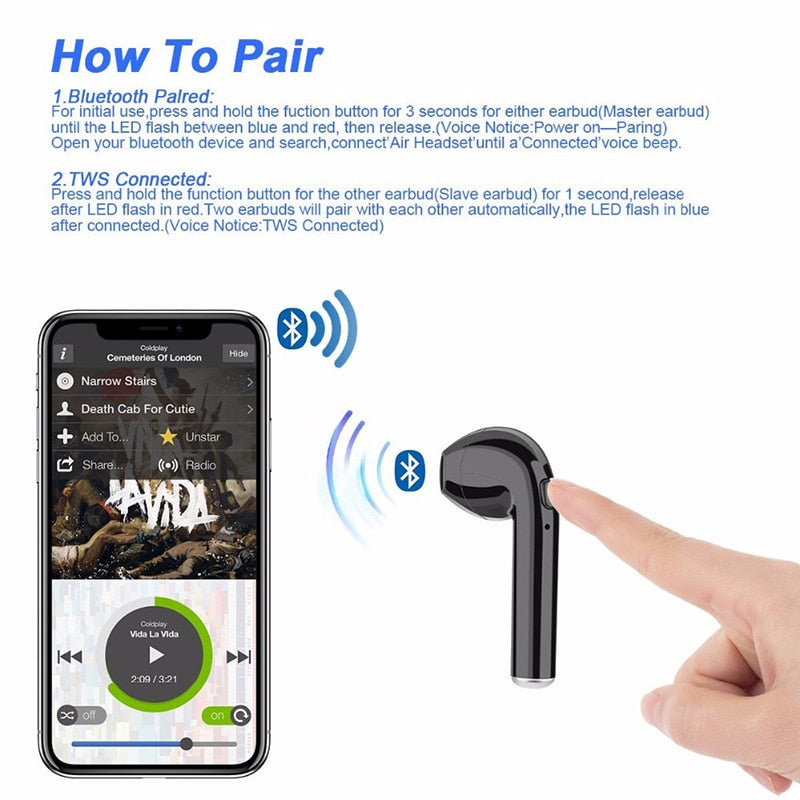 I7s TWS Wireless Bluetooth 5.0 Earphones mini Headsets Earbuds with Mic For Iphone Samsung S6 S8 + Xiaomi Huawei LG ios phones